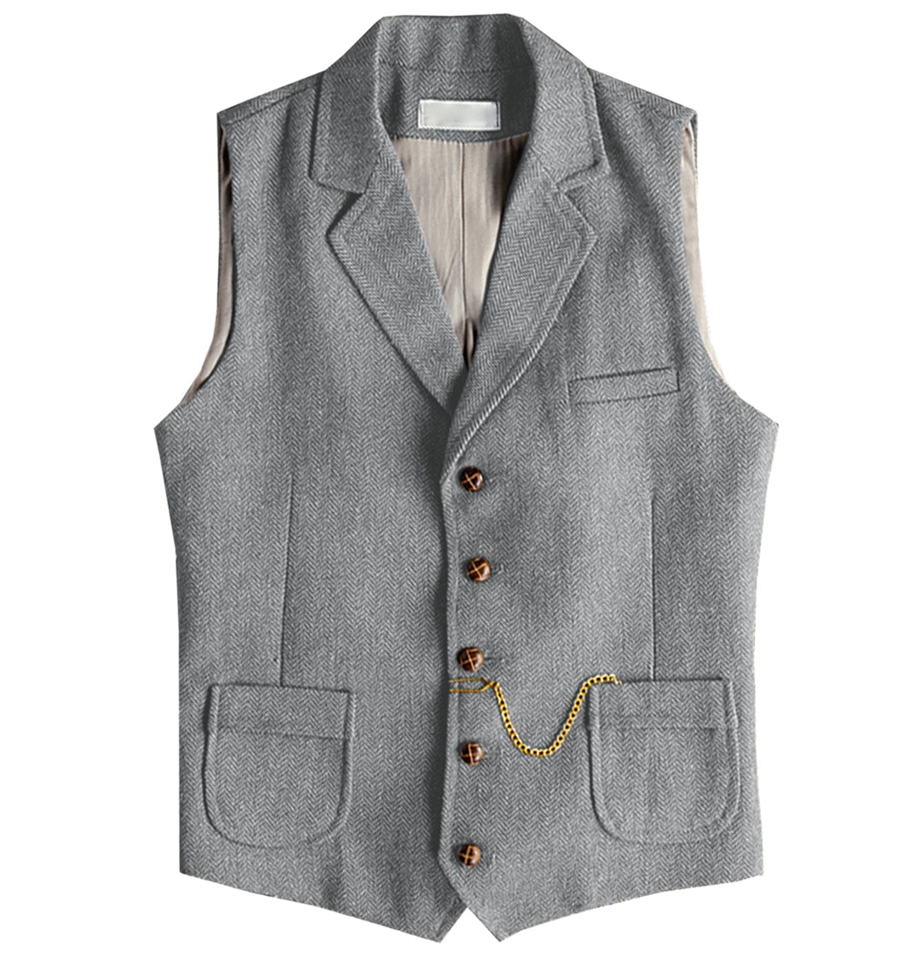 aesido Men's Notch Lapel Single Breasted Waistcoat