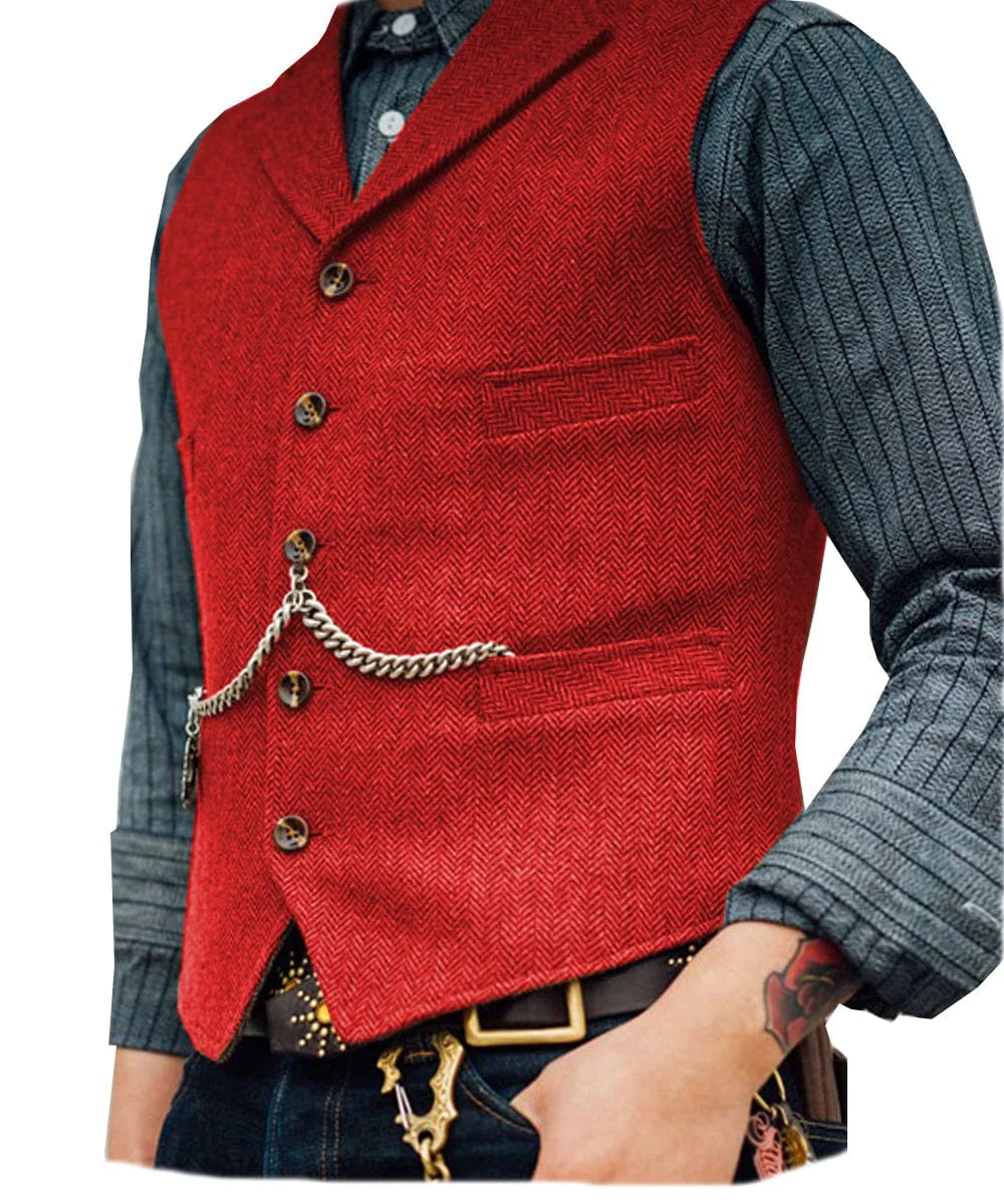 aesido Men's Notch Lapel Waistcoat