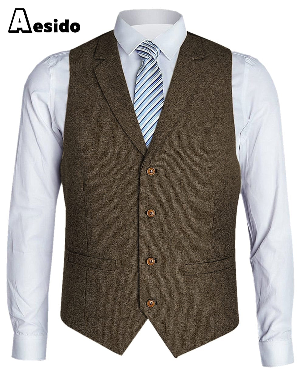 aesido Men‘s Single Breasted Notch Lapel Waistcoat