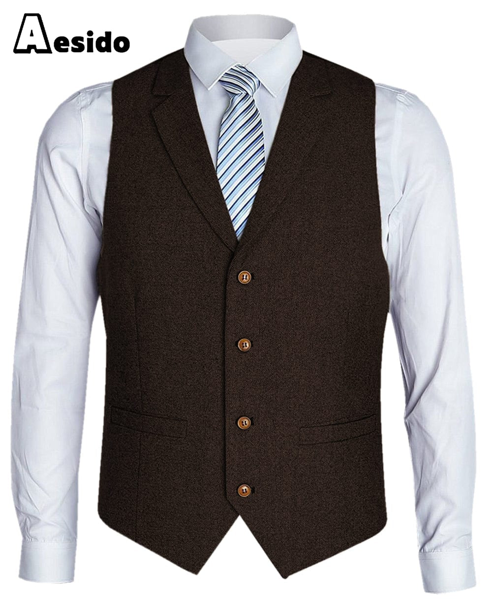 aesido Men‘s Single Breasted Notch Lapel Waistcoat