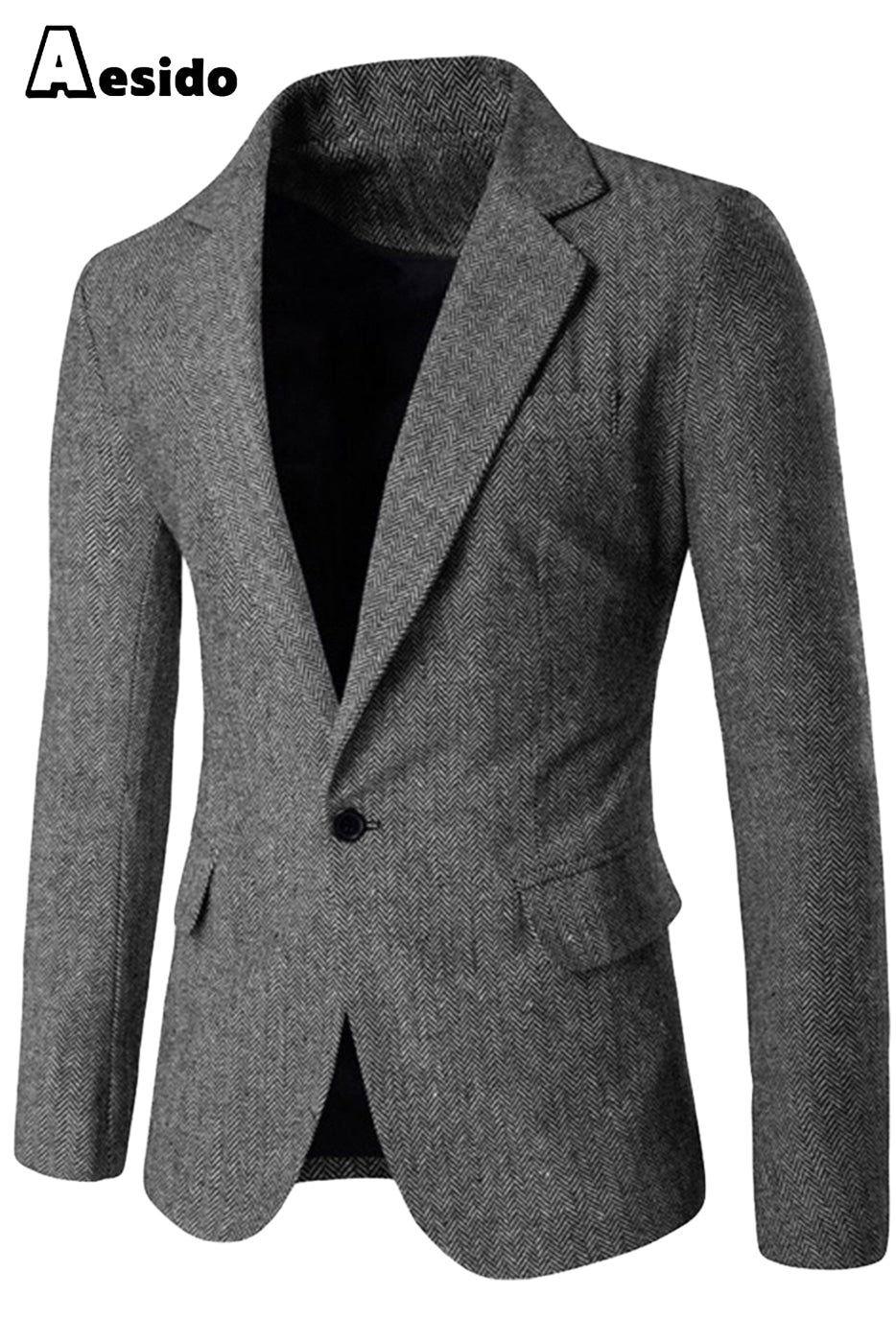 aesido Men's Single Button Blazer