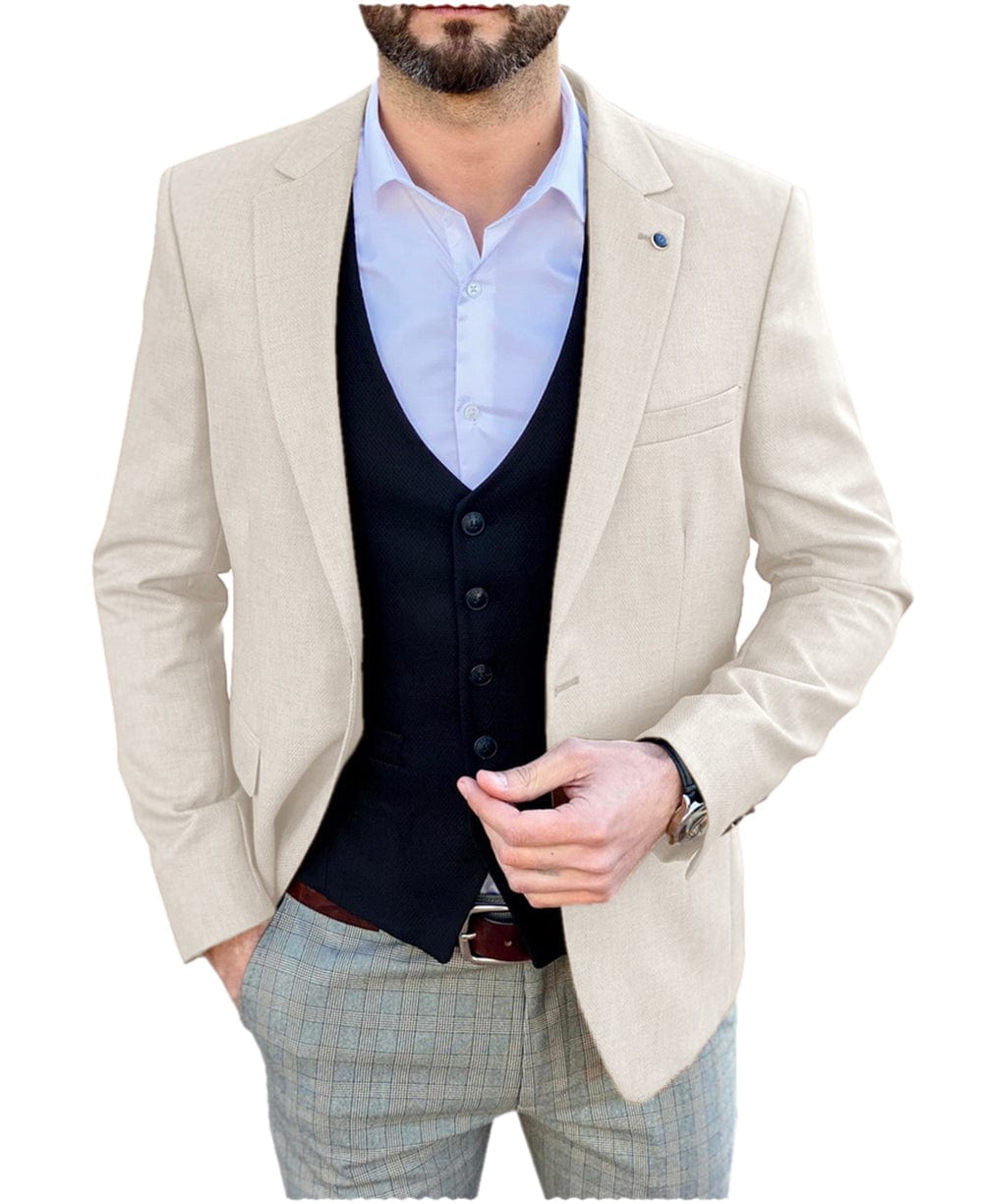 aesido Men's Single Button Peak Lapel Jacket