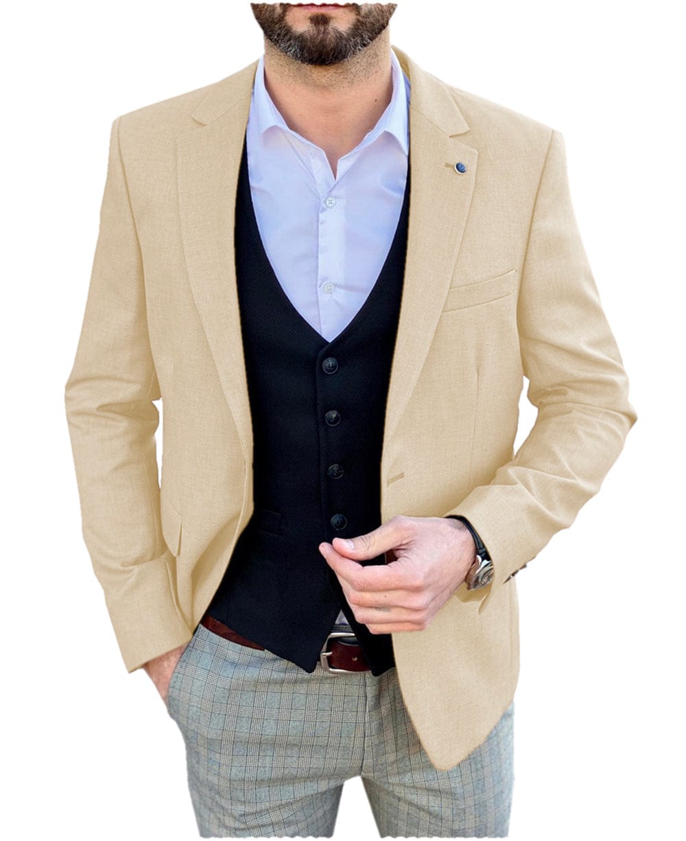 aesido Men's Single Button Peak Lapel Jacket