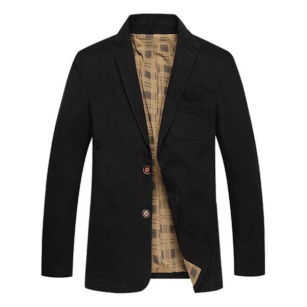 aesido Men's Solid Color Casual Notch Lapel Double Button Blazer