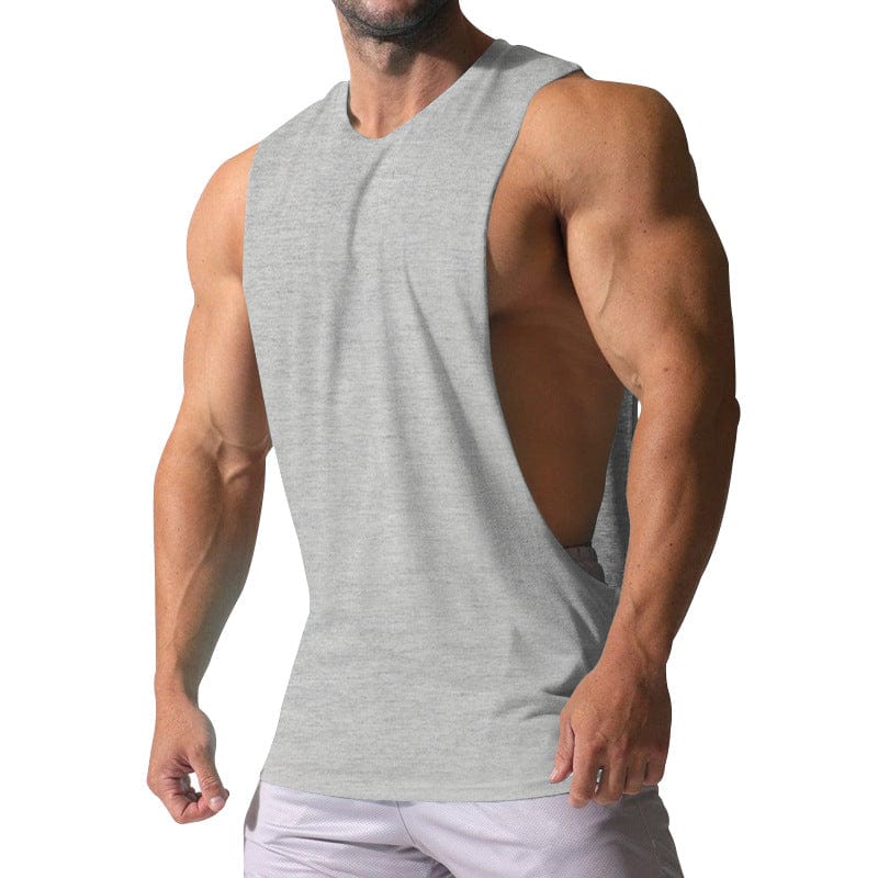 aesido Men's Sports Casual Solid Color Sleeveless Waistcoat T Shirt