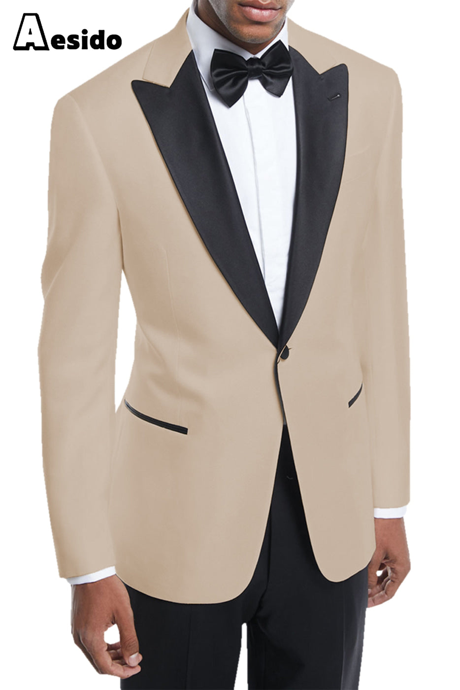 aesido Men's Suit 2 Piece Business Peak Lapel Blazer For Wedding