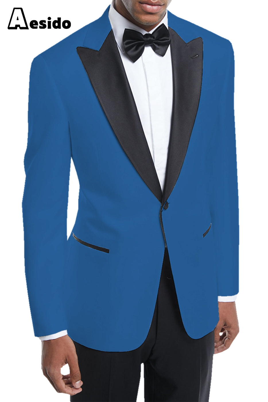 aesido Men's Suit 2 Piece Business Peak Lapel Blazer For Wedding