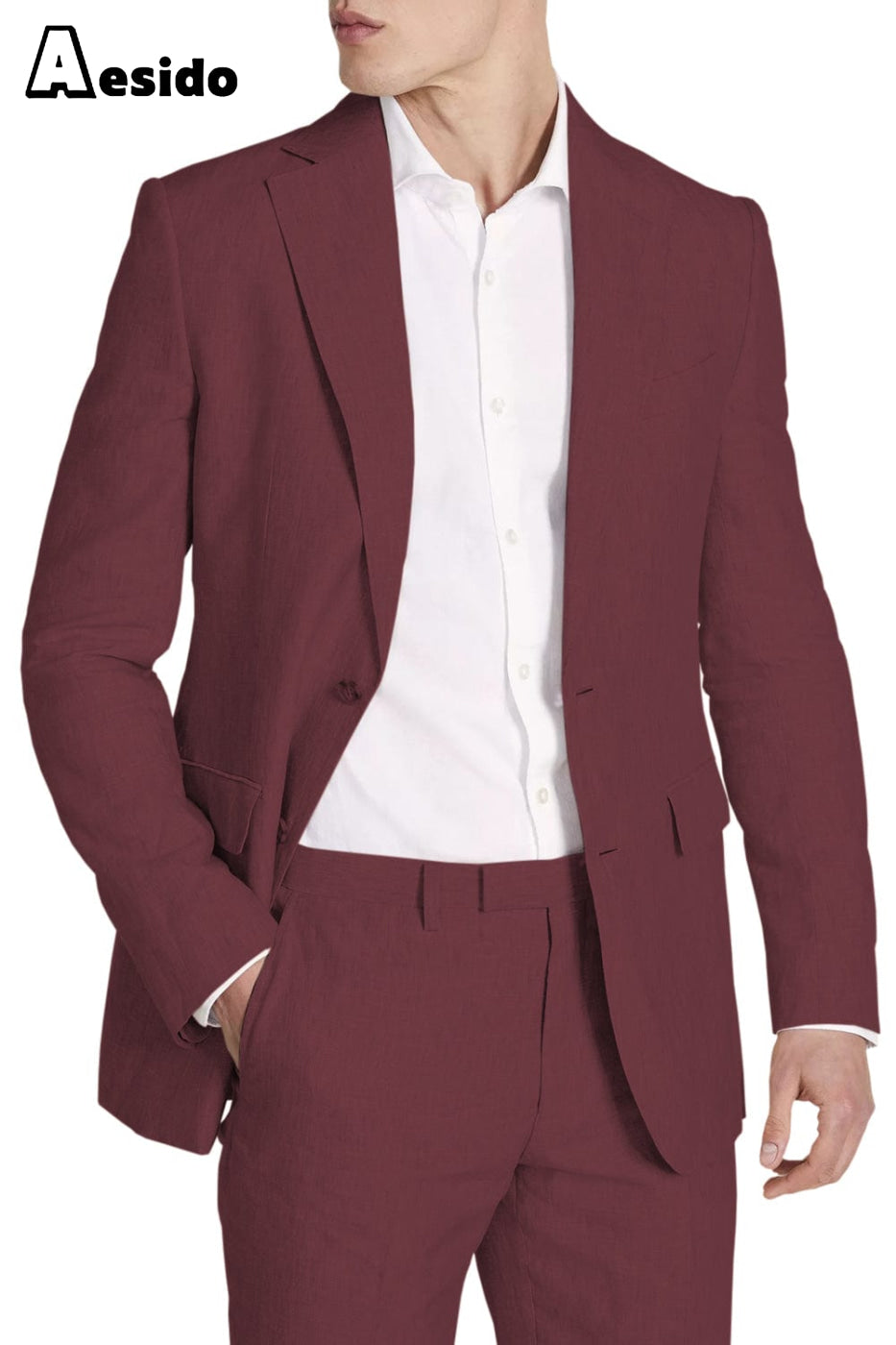 aesido Men's Suit 2 Pieces Double Button Jacket (Blazer+Pants)