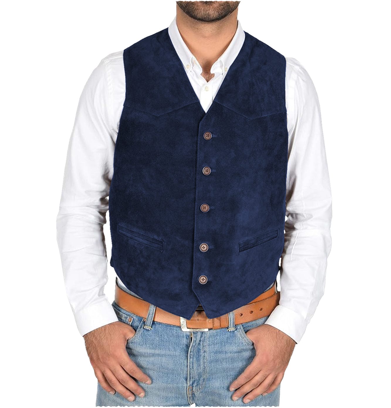 aesido Men's Vest V Lapel Waistcoat