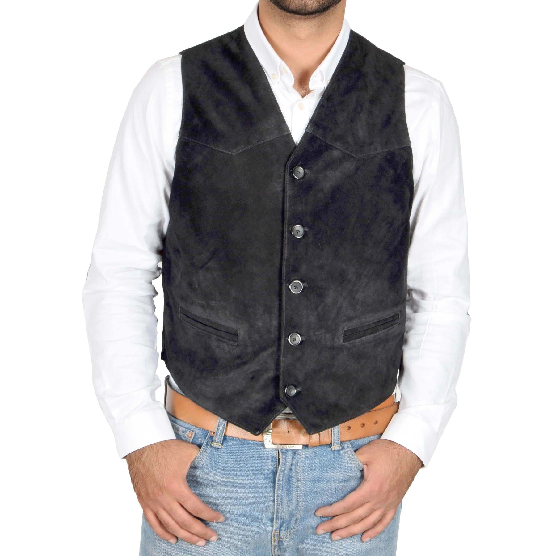 aesido Men's Vest V Lapel Waistcoat