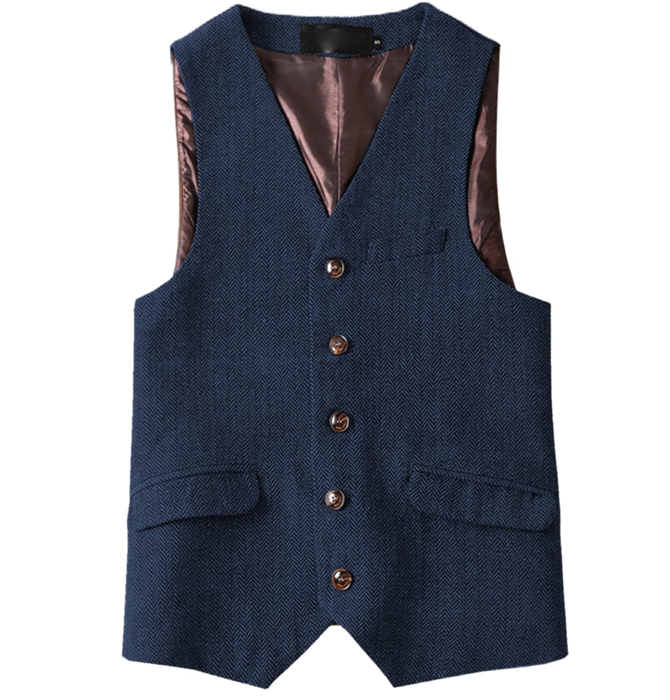 aesido Men Single Breast V Neck Waistcoat