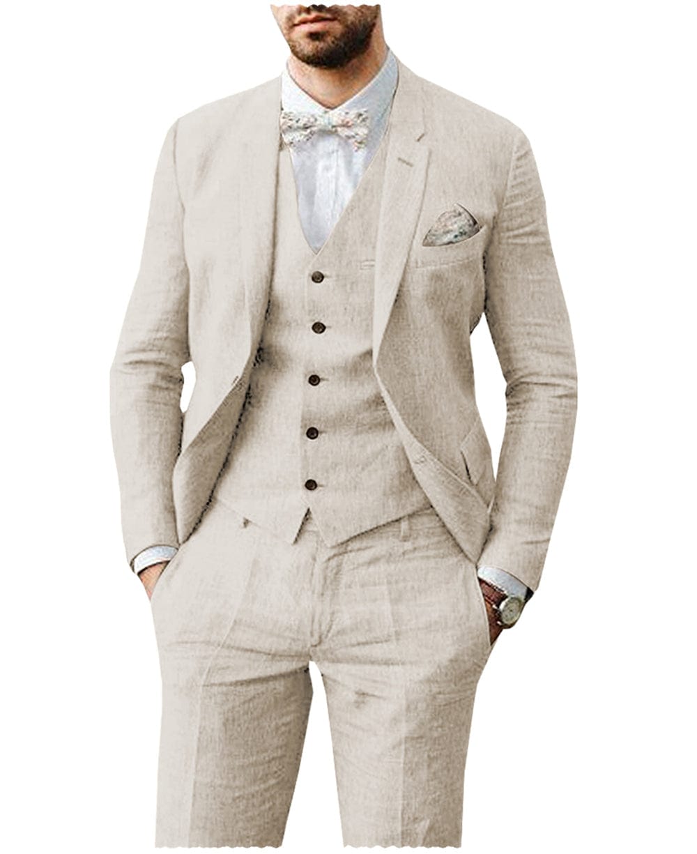 Buy MY'S Men's 3 Piece Suit Blazer Slim Fit One Button Notch Lapel Dress  Business Wedding Party Jacket Vest Pants & Tie Set Light Grey at Amazon.in
