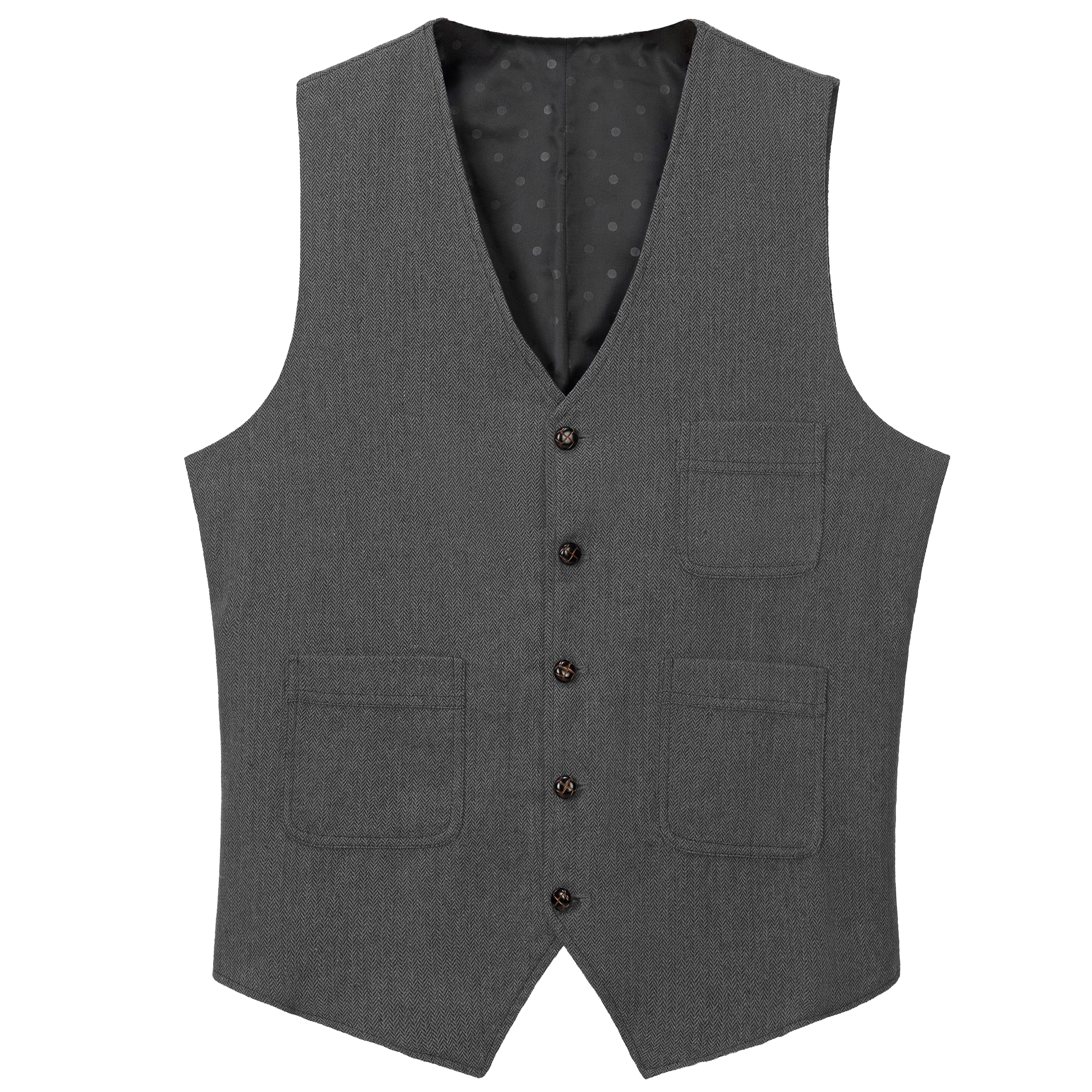 aesido Mens Business Casual Single Breasted V Neck Waistcoat