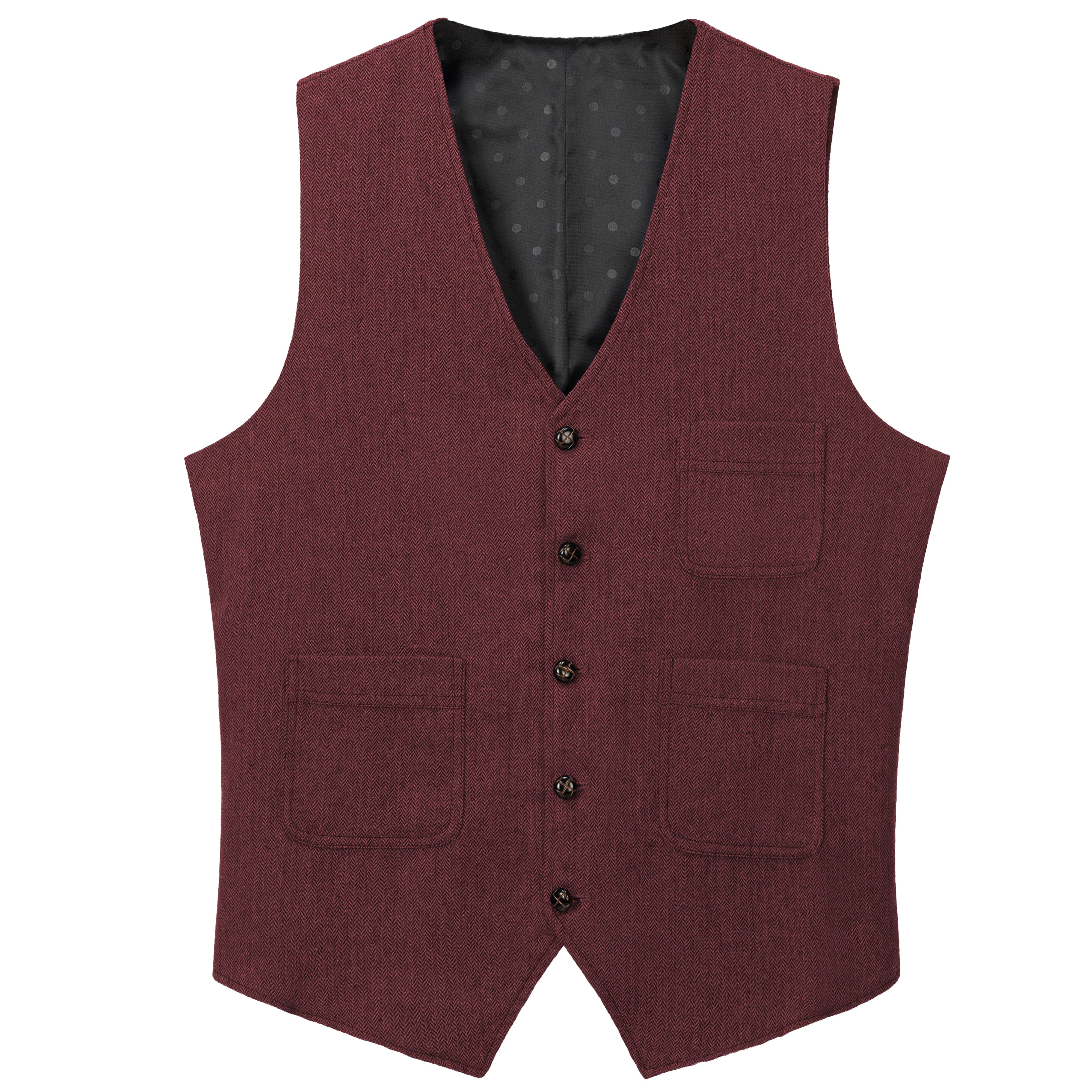 aesido Mens Business Casual Single Breasted V Neck Waistcoat