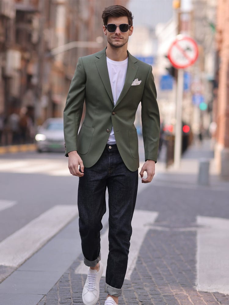 aesido Olive Green Casual Jacket Spring And Summer Thin Light Mature Style High Quality Fashion Men's Blazer