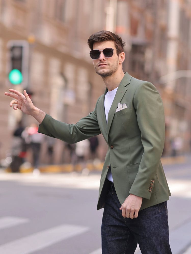 aesido Olive Green Casual Jacket Spring And Summer Thin Light Mature Style High Quality Fashion Men's Blazer