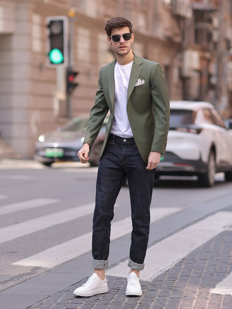 aesido Olive Green Casual Jacket Spring And Summer Thin Light Mature Style High Quality Fashion Men's Blazer