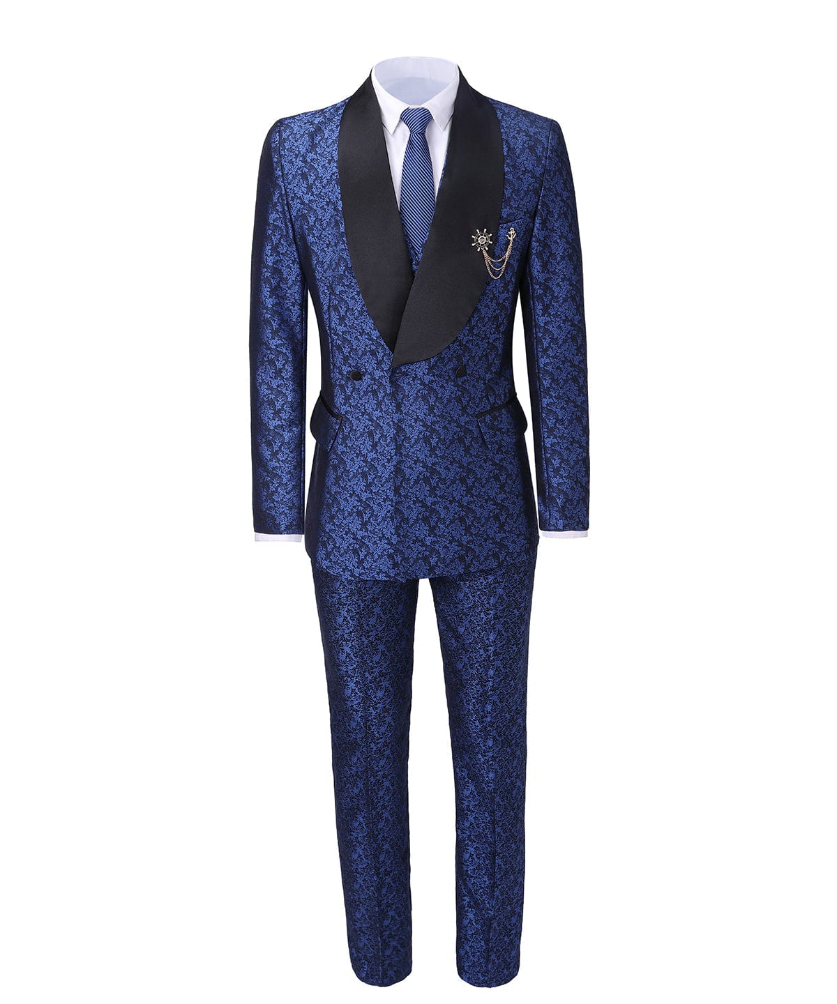 aesido Patterned Shawl Lapel 3 Pieces Mens Suit Tuxedos (Blazer+vest+Pants)