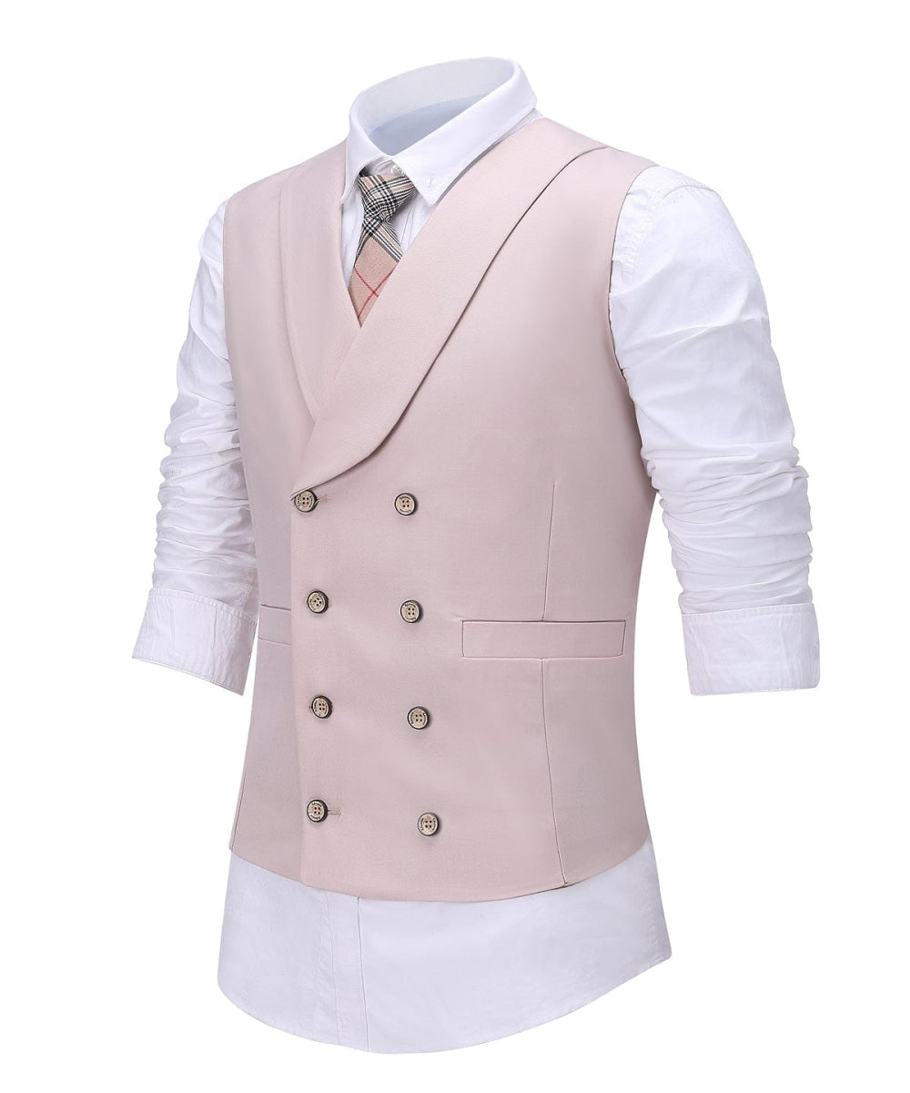 aesido Pink Flat Peak Lapel 3 Pieces Mens Suit For Wedding (Blazer+vest+Pants)