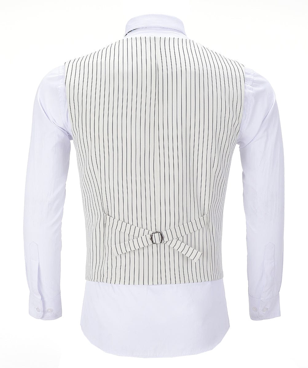 aesido Striped V Neck Waistcoat Leisure Slim Fit Suit Vest