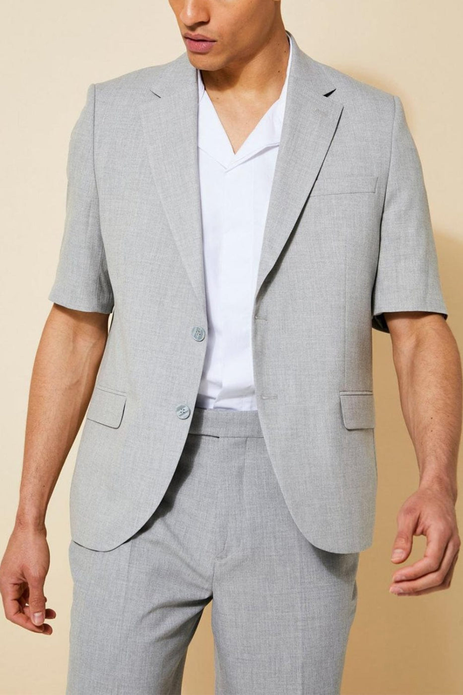 aesido Summer Casual Notch Lapel Men's Suit (Blazer+Shorts)